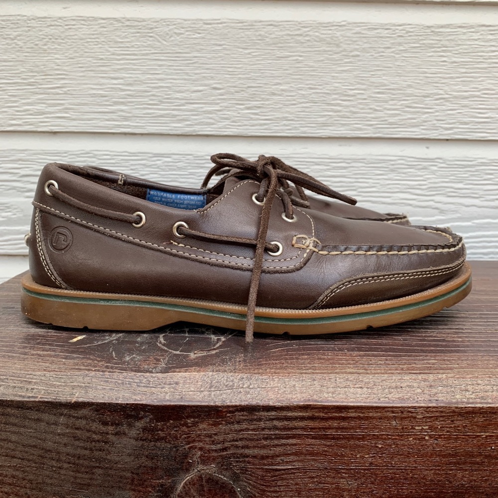 ROCKPORT MENS Deck Shoes BROWN LEATHER Washable 7W